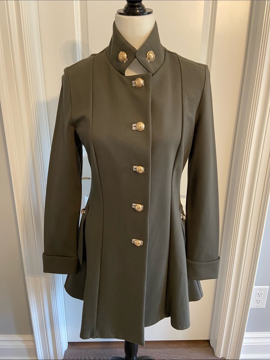 Joseph Ribkoff Jackets & Blazers - Joseph Ribkoff Olive Green Military-Style Jacket/Coat with Gold Buttons. Sz US6.
